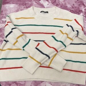 Banana Republic White Striped Cardigan